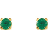 14K Yellow 2.5 mm Natural Emerald Earrings